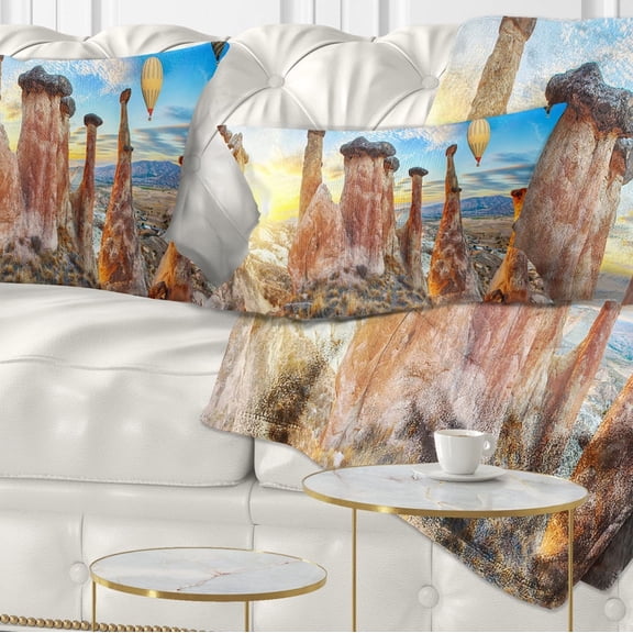 Designart Mushrooms - Landscape Photography Throw Pillow - 12x20