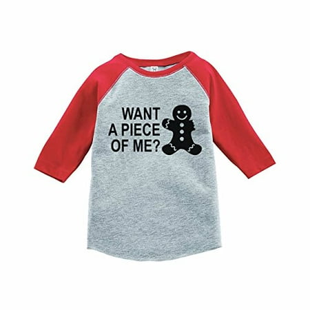 

7 ate 9 Apparel Kids Gingerbread Man Christmas Red Baseball Tee