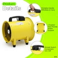 thumbnail image 5 of Portable Utility Blower Fan with PVC Duct Hose, 3300 r/min, 7-Blade Heavy-Duty Axial Exhaust Fan for Basements, Tunnels, Warehouses & Industrial Ventilation, 5 of 7