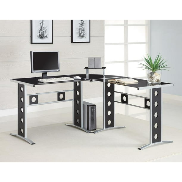 Casual Black And Silver Computer Desk Walmart Com Walmart Com