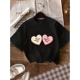 thumbnail image 2 of Camiseta informal con estampado de letras y corazones de San Valentín para mujer, divertida y moderna, de manga corta y cuello redondo, de largo regular para todas las estaciones., 2 of 7