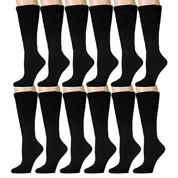 12 Pairs of Yacht & Smith Mens Slouch Socks Black, Sock Size 10-13