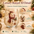 thumbnail image 6 of 3D Christmas Glass Art Cup, Christmas Cups Glass,Luxury Raised Holiday Glassware for Drinks, 3D Santa Stemless Wine Glasses, Glassware for Coffee, Tea, Juice, Milk,(Snowman), 6 of 6