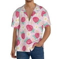 thumbnail image 3 of Xecao offers the Floral Strawberr for Men's Casual Short-sleeved Shirt, a button-up collared shirt with a pocket, perfect for beach vacations and yacht travel in the Medium size., 3 of 7