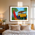 thumbnail image 3 of Beach Day - Painting Surfboard Beach Vintage Palm Tree Tropical Ocean Classic Car Oak Framed Wall Art Print 16 x 20 inches, 3 of 5