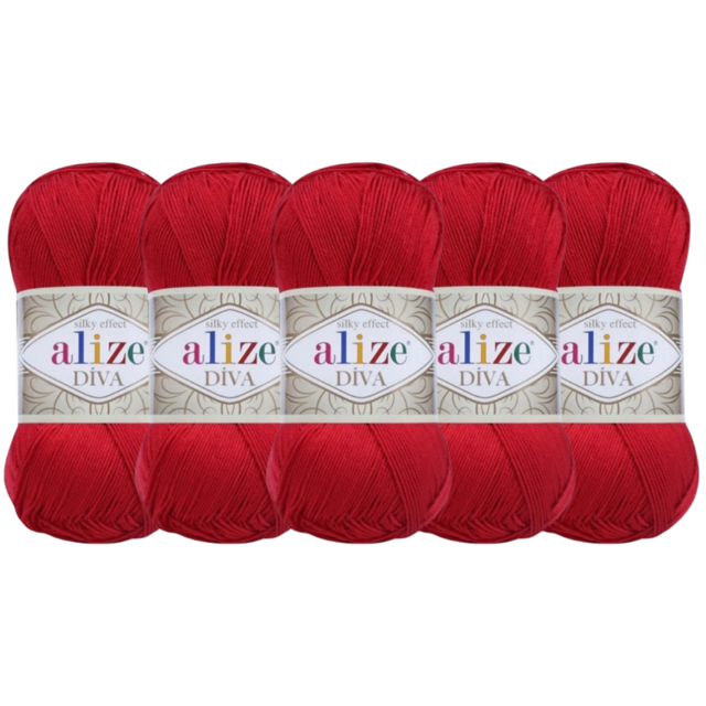 HILAZA DIVA ALIZE CON 5PZAS DE 100GRS C/U MISMO COLOR