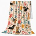thumbnail image 2 of Autumnal Watercolor Dog Breed Pattern Floral Accents, Playful Pet Portrait Pattern, Warm Flannel Blanket for Living Room and Bedroom, Dog Lovers Just Because Gift, Pet Lover Home Decor, 2 of 9