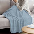 thumbnail image 3 of Vintage Sky Blue Blanket Soft Cozy Warm Throw Blanket for Couch, Plush Fuzzy Flannel Fleece Blankets for Sofa, Farmhouse Retro Solid Color Linen Texture Bed Blankets Gifts for Men, 40"x50", 3 of 9