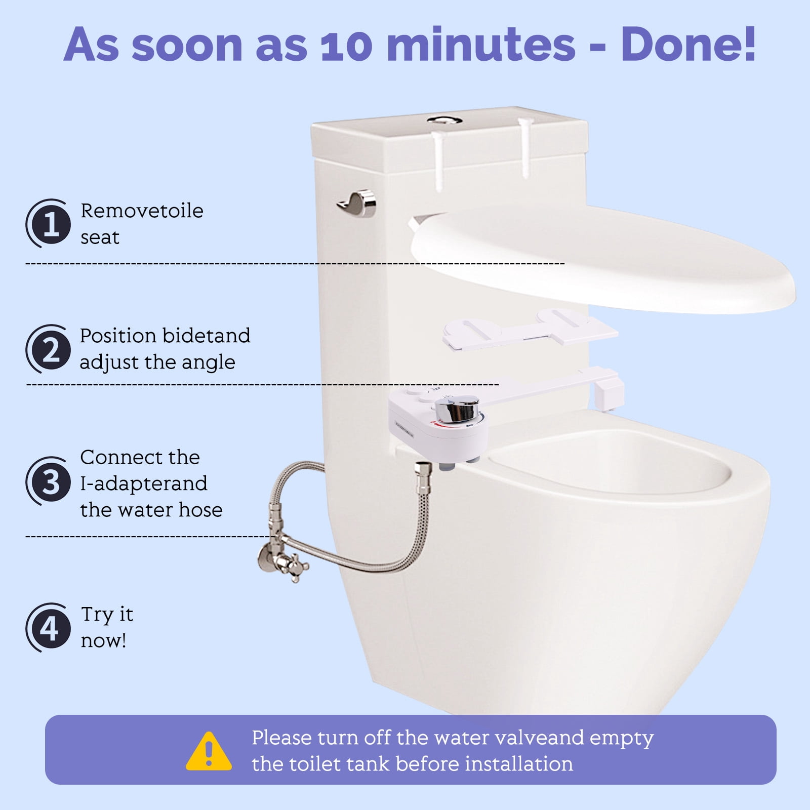 Jinxell Bidet Attachment for Toilet, Hot and Cold Water Spray Non-Electric Dual Nozzle for Frontal & Rear Wash, Adjustable Water Pressure Control, Self Cleaning Water Sprayer