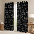 thumbnail image 2 of Feelyou Kawaii Streamship Aircraft Blackout Curtains Set of 2 (52x84 Each), Cute Truck Car Window Curtains, Black Cartoon Vehicle Curtains and Drapes, Curtains and Drapes Decor, 2 of 6
