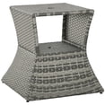 thumbnail image 1 of Mesa auxiliar Outsunny de mimbre de ratán de 2 niveles, color gris, 1 of 9
