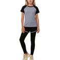 thumbnail image 2 of HAOTAGS Girls 3-Piece Active Set,Tee + Shorts + Pants Breathable School Quick-Dry Tee Round-Neck Comfort Outfit Gray 14-15T, 2 of 5