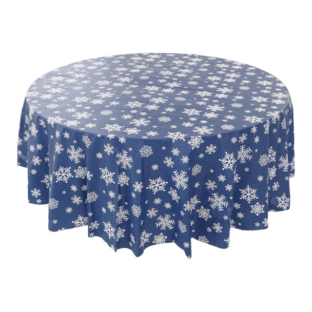 Disposable Round Tablecloth Waterproof Christmas Table Cover for Holiday Party Dining Room Decor