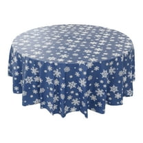 Luoshdecor Winter Christmas Snowflake Tablecloth ,Winter Disposable Round Plastic Party Waterproof Tablecover for Holiday Wedding Party 89.9 in
