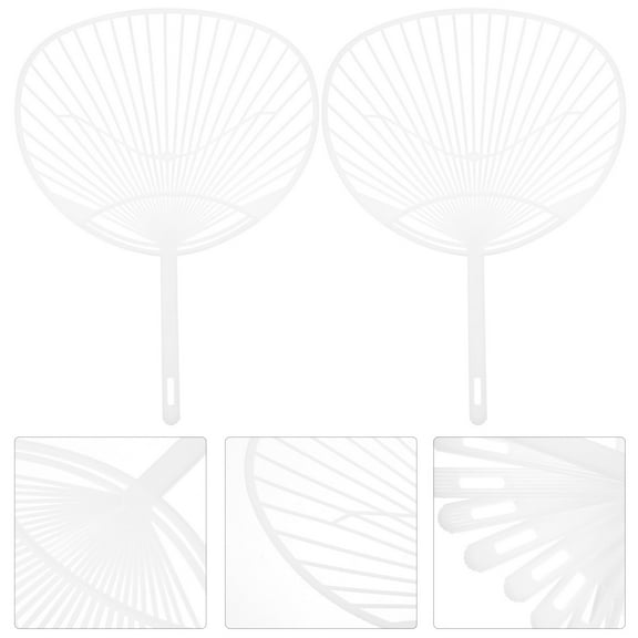 Stri 10pcs Japanese Fan Uchiwa DIY Kit Hand-held Fan Framework for DIY Crafts (White)