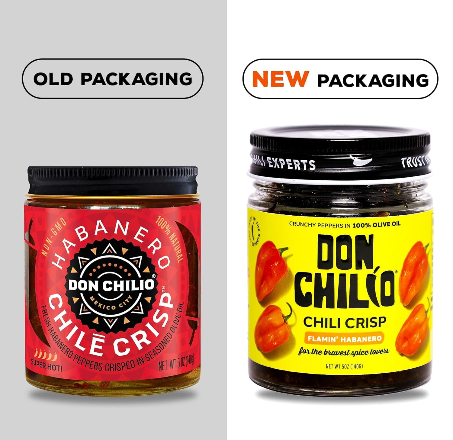 Don Chilio Chile Crisp – Crunchy Sliced Habanero Fried Chili Peppers in Hot Seasoned Oil – High Heat - Use as Topping, Sauce, Condiment, Salsa Alternative (5oz Jar Pack of 2)