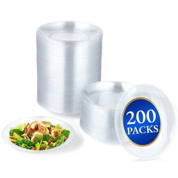 200 Pcs Disposable Clear Plastic Plates for Wedding 5 Inch, PS6 Hard Round Dessert Small Plates for Party Wedding, Appetizer Plastic Trays for Catering Events Restaurant Hotel Dessert BBQ