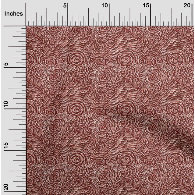 oneOone Cotton Flex Maroon Fabric Floral Block Sewing Craft Projects Fabric Prints By Yard 40 Inch Wide