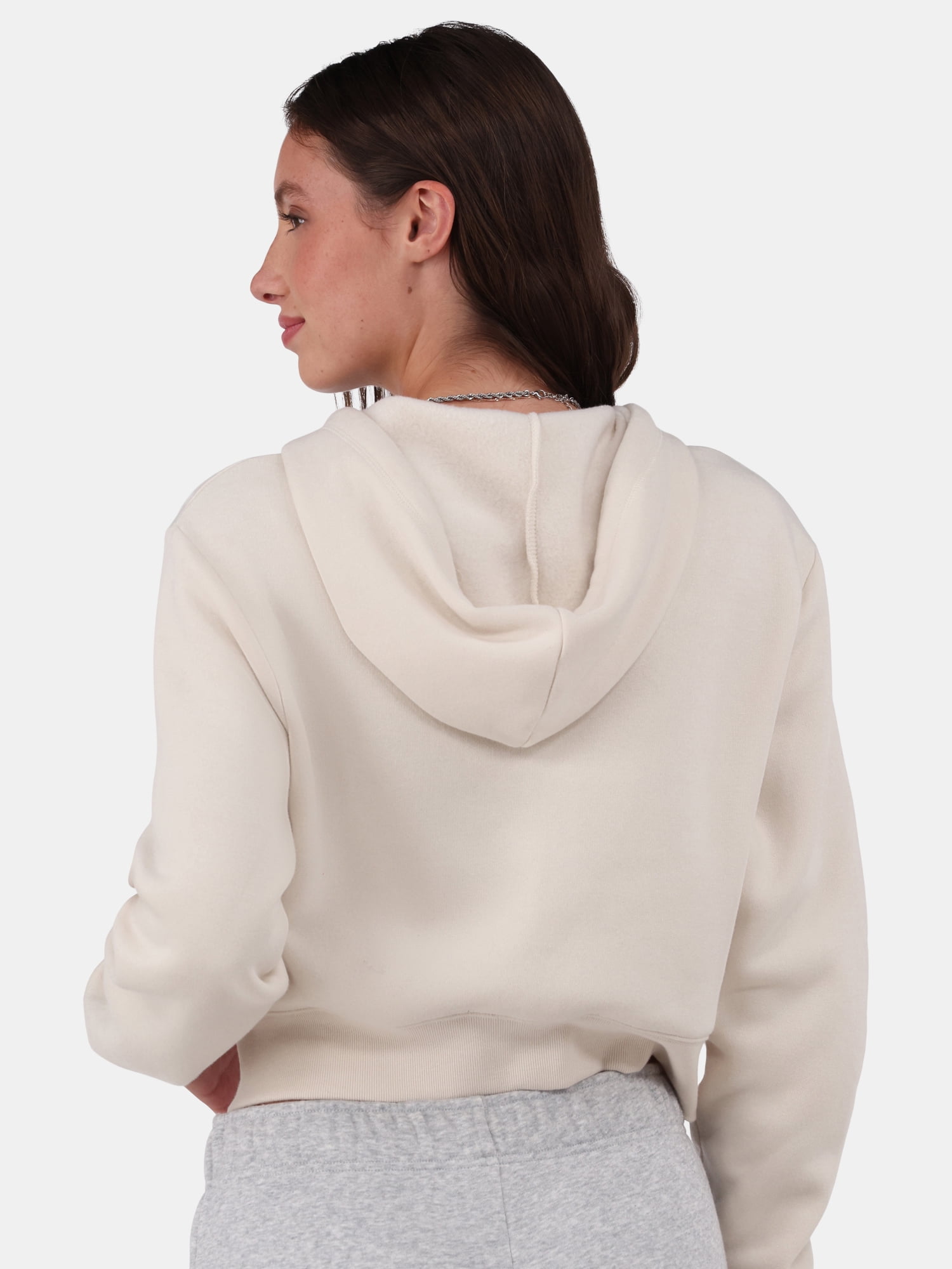 No Boundaries Cropped Fleece Zip Hoodie, Women’s