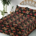 thumbnail image 3 of Ambesonne Mexican Art Fitted & Flat Sheet with Shams 4 Pcs Set, Traditional Skull Bloom, Full, Charcoal Grey Dark Coral, 3 of 5