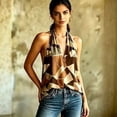 thumbnail image 2 of Gsakboxl Womens Tank Tops 2026 Fashion Women Halter Off Shoulder Geometric Color Block Printed V Neck Loose Sleeveless Tank Top Summer Casual Camisole For Daily Street Outfit A L, 2 of 10