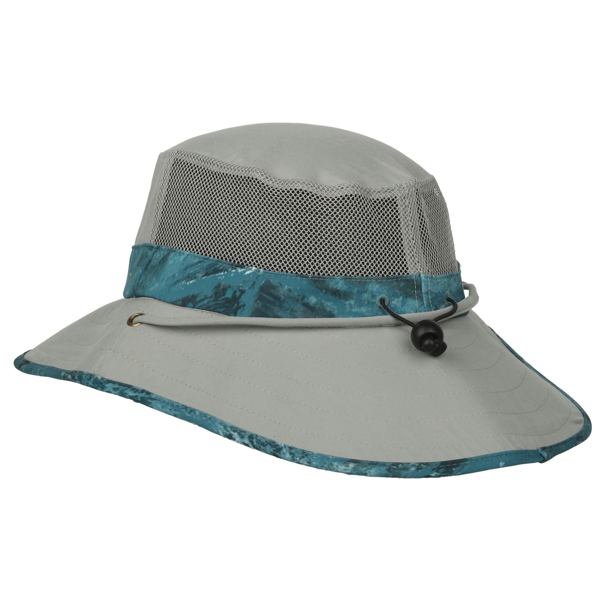 Realtree Adult Gray Wide Brim Boonie Sun Hat, Mesh Crown, Realtree Aspect Calypso Camo Brim and Band