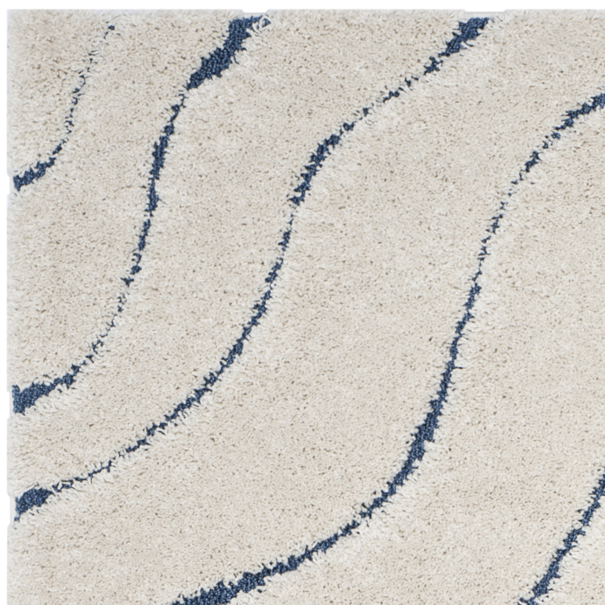 SAFAVIEH Florida Tabitha Geometric Waves Shag Area Rug, Cream/Blue, 3'3" x 5'3"
