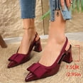 thumbnail image 5 of Miluxas Women's Bow Slingback Kitten Heels Closed Pointed Toe Pumps Dress Shoes Wine 9(42), 5 of 9
