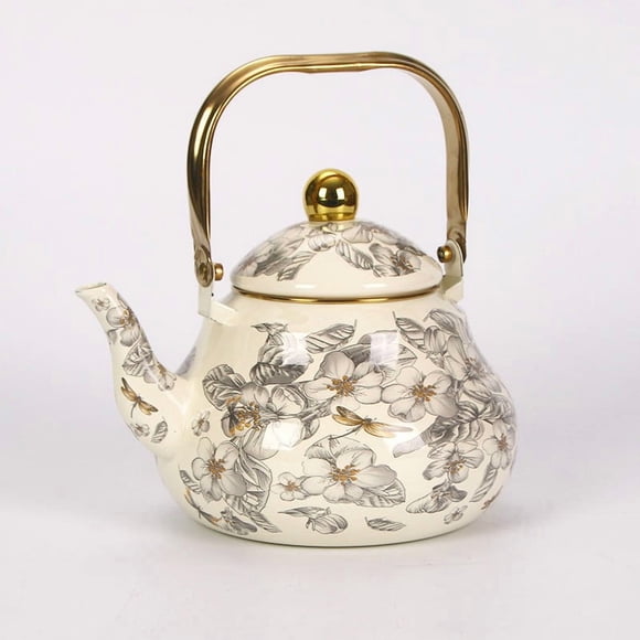 Tetera de acero esmaltada vintage 1,5L 2L 2L 2,5L • Hervidor floral de porcelana esmaltada y esmaltado • Decoración del hogar compatible con inducción de gas