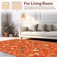 thumbnail image 2 of ODIKA 8'x10' Machine Washable Non-Slip Area Rug, Rippled Francophone Design with Spice Revolute Poultry and Fowl Motifs High Traffic Rug, Orange, 195554, 2 of 7