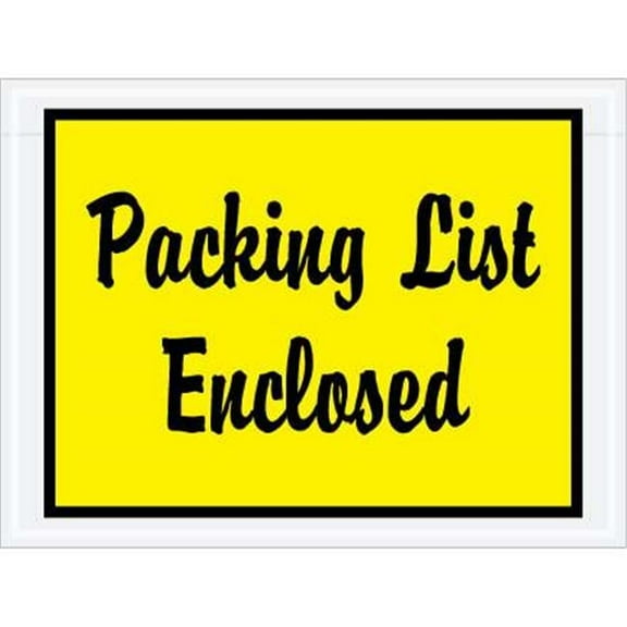 4.5 x 6 in. 2 Mil Poly Yellow Packing List Enclosed Envelopes - Yellow - 6in. W x 4 1/2in. L