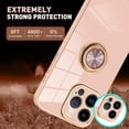thumbnail image 5 of Case Designed for iPhone 15 Pro with Phone Ring Stand Full Body Protection Plated Rose Gold Edge Luxury Case for Women Men-Pink, 5 of 10