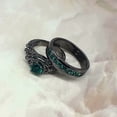 thumbnail image 3 of Sparkle Jewels 14k Black Gold Finish Men's Women's Green CZ Trio Engagement Ring Set, 3 of 6