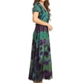 thumbnail image 4 of Sakkas Lia Short Sleeve Peasant Maxi Corset Tie-dye Dress with Embroidery Runs Big - Green - S/M, 4 of 5