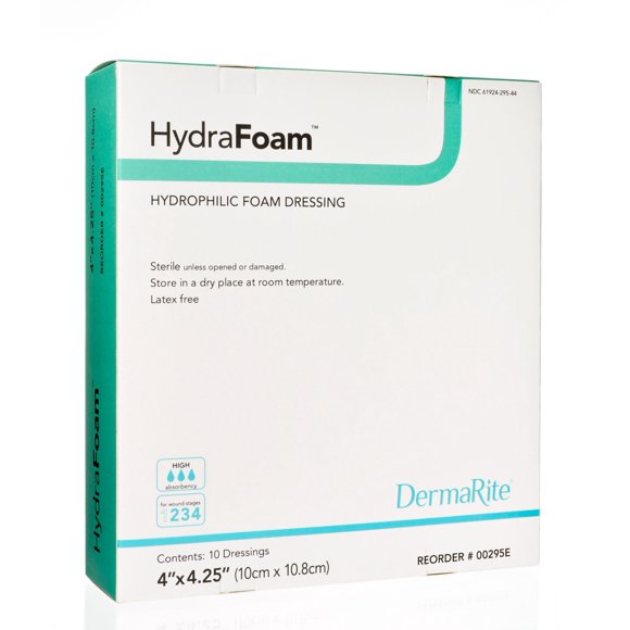 Apósito para heridas DermaRite Hydra Foam, 10 x 11 cm, altamente absorbente