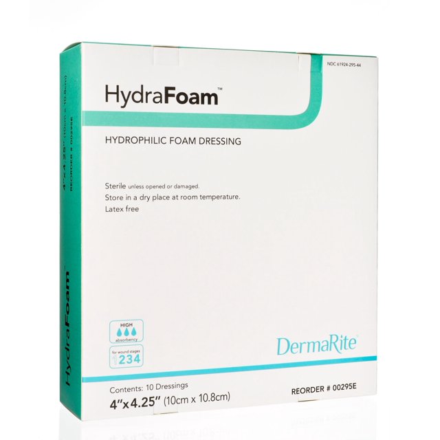 Apósito para heridas DermaRite Hydra Foam, 10 x 11 cm, altamente absorbente