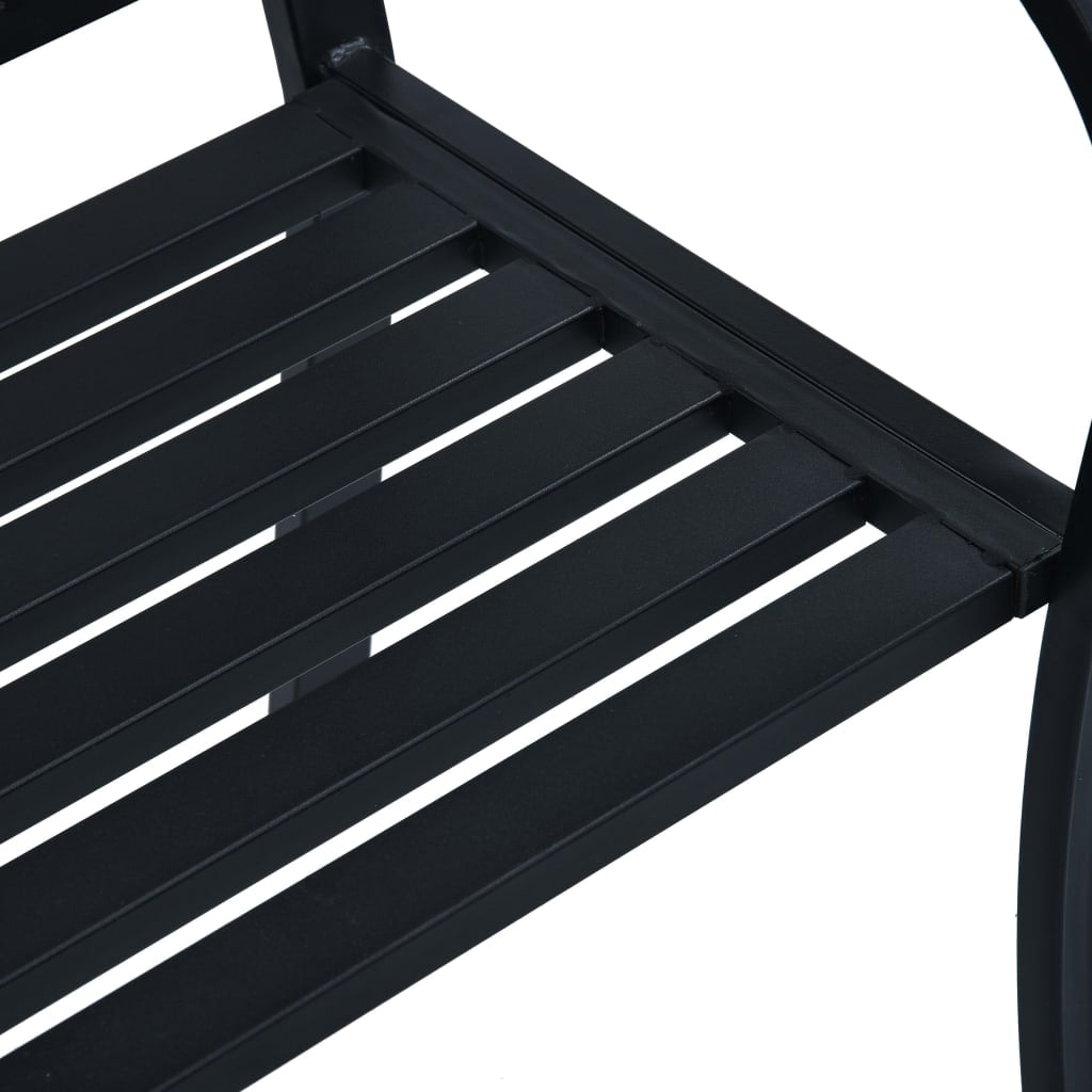 Kepooman 49" Outdoor Patio Modern Metal Bench with Geometric Pattern Curved Backrest, Black Kepooman 49" Outdoor Patio Modern Metal Bench with Geometric Pattern Curved Backrest, Black
