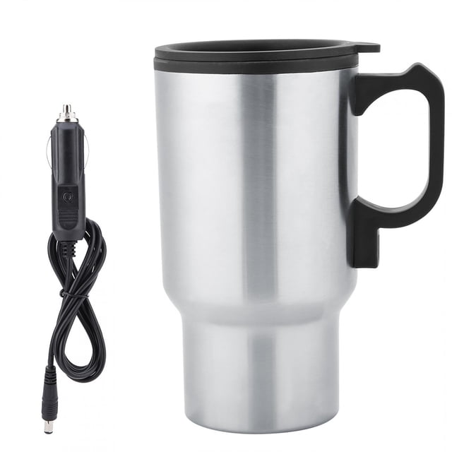 Uadme 12V 450mL Tasse Chauffante en Acier Inoxydable Voiture Lait Café Tasse Chauffante Tasse de Voyage en Acier Inoxydable Tasse Chauffante Convient pour la Conduite Voyage Pique-Nique Camping