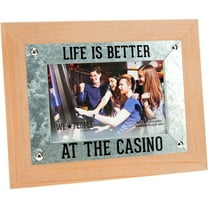 Pavilion Gift Company Life is Better Casino People 4x6 MDF Easel Back Wall Hanging Picture Frame, Brown