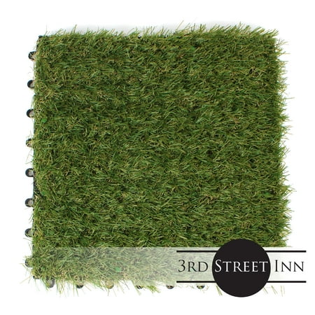 3rd Street Inn Artificial Grass Tiles - Artificial Turf - Fake Grass Interlocking Patio Tiles - 12