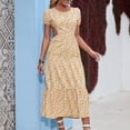 thumbnail image 3 of Pompotops Robe Longue Décontractée pour Femmes, Col Rond Sexy, Manches Courtes, Dos Nu, 3 of 8