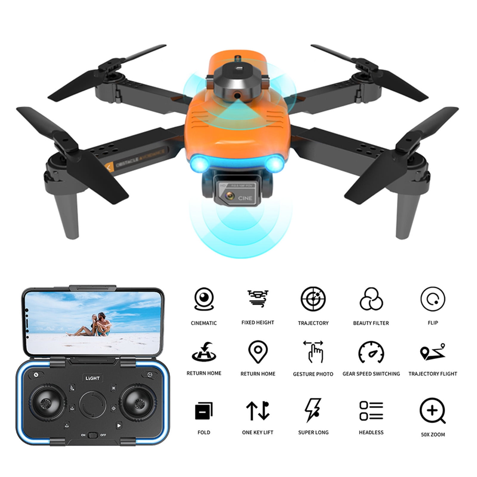 ESULOMP Foldable Drone with Dual 1080P WiFi Camera for Adults and Kids; Gesture Control RC Quadcopter with Batteries