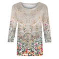 thumbnail image 5 of SnZhen 3/4 Length Sleeve Womens Tops Women's Fashion Printed T-shirt 3/4 Sleeves Blouse Round Neck Casual Tops, 5 of 5