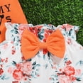 thumbnail image 6 of TOWED22 Baby Girl Clothes Short-sleeve Crew Neck Romper + Floral Pleated Skirts Shorts Headband Spring Summer Outfits(Orange,0-3 M), 6 of 8