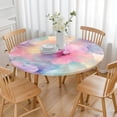 thumbnail image 3 of Colorful Cloud Star Tie Dye Pattern Round Fitted Tablecloth with Elastic Edge,Dining Table Cover Waterproof,Outdoor Round Tablecloth for Camping,Dining,Indoor and Outdoor, 3 of 7
