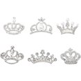 thumbnail image 4 of 6Pcs 6Styles Crystal Rhinestone Crown Brooch Alloy Lapel Pins with Plastic Pearl Beaded for Women Party Wdding Accessories Platinum, 4 of 9