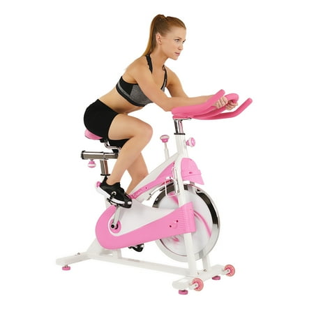 Sunny Health & Fitness Pink Belt Drive Premium Indoor Cycling Exercise Bike - Stationary Trainer Workout Bike, P8150