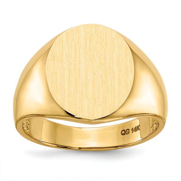 AA Jewels Solid 14k Yellow Gold Men's Engravable Ring (15mm) Size 9.5
