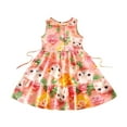 thumbnail image 2 of Antinious Little Girls Summer Dress,Toddler Girl Casual Dress,Summer Children's Little Girl Floral Medium-length Sleeveless Printed Suspender Beach Dress,Multicolor,130, 2 of 5