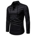 thumbnail image 2 of IROINNID Savings Long Sleeve Pullover Shirts for Men Casual Lace Solid Turndown Shirts Tops Blouse,Black, 2 of 4